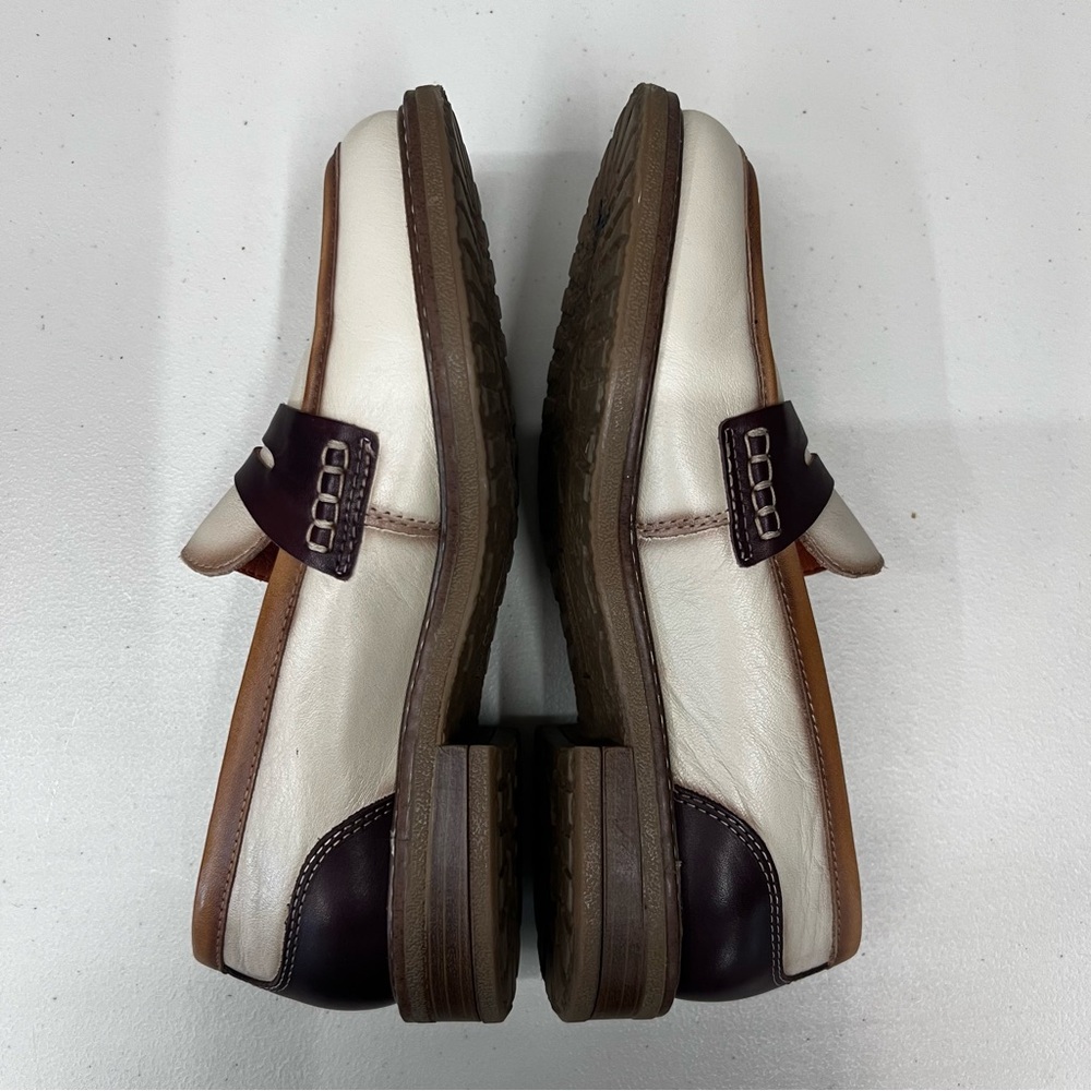 Pikolinos Aldaya Marfil Brown and Cream Leather Loafers Size 38 - Picture 8 of 9
